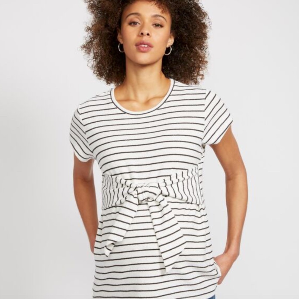 Tie Front Textured Maternity Shirt (XS)